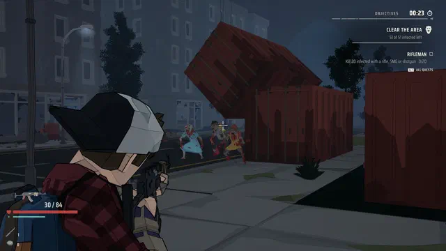 A cargo container dropping on zombies